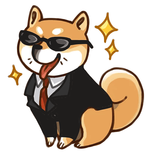 Cartoon Shibu Inu in a suit